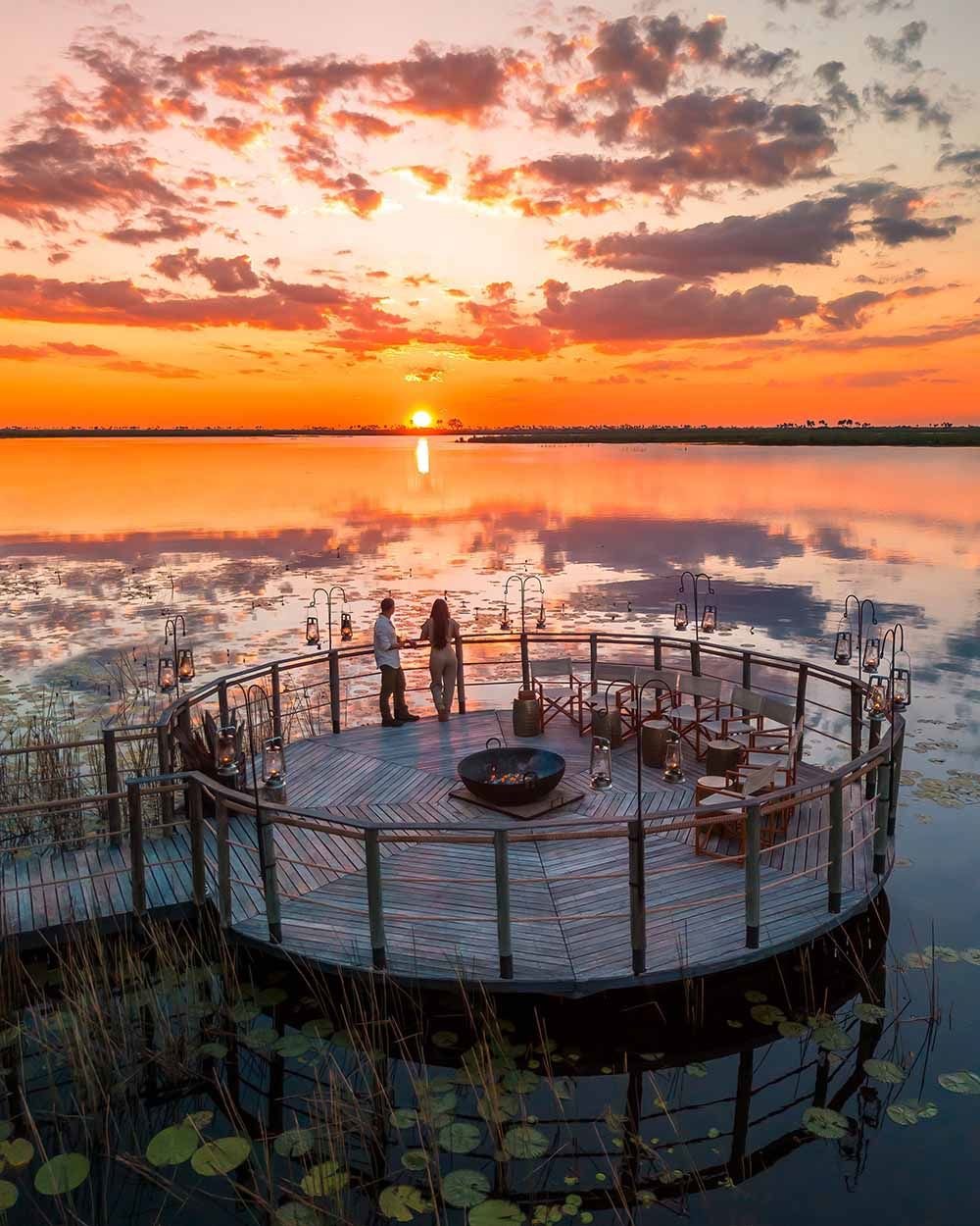 floating jetty with fire pit at Wilderness DumaTau