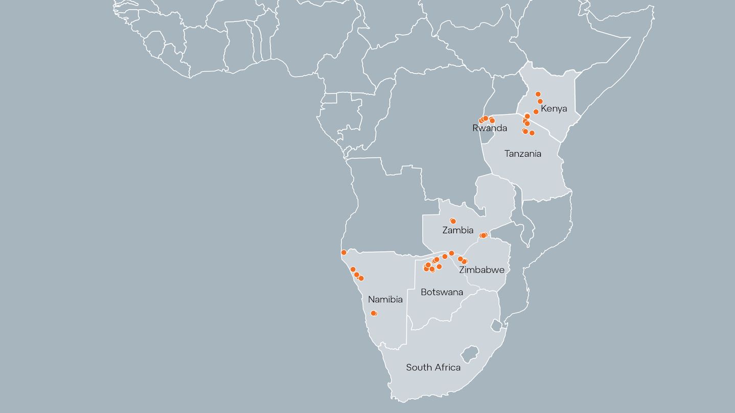 Wilderness Map of Africa with camp locations