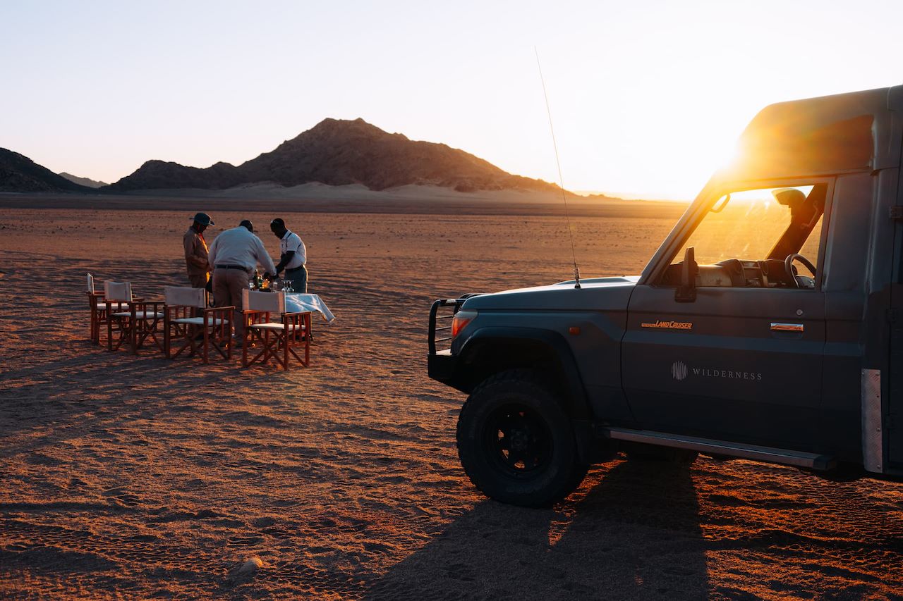 The best way to end a nature drive at Kulala is with a chilled sundowner