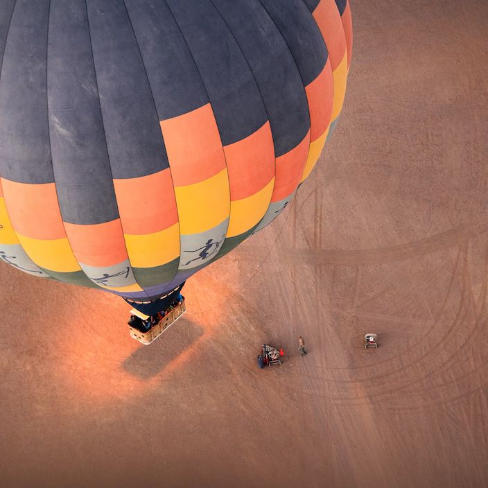 Take to the sky in a hot air balloon over the desert