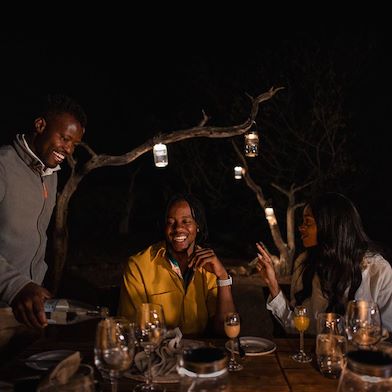 Traditional dining at the Boma at Wilderness Desert Rhino Camp